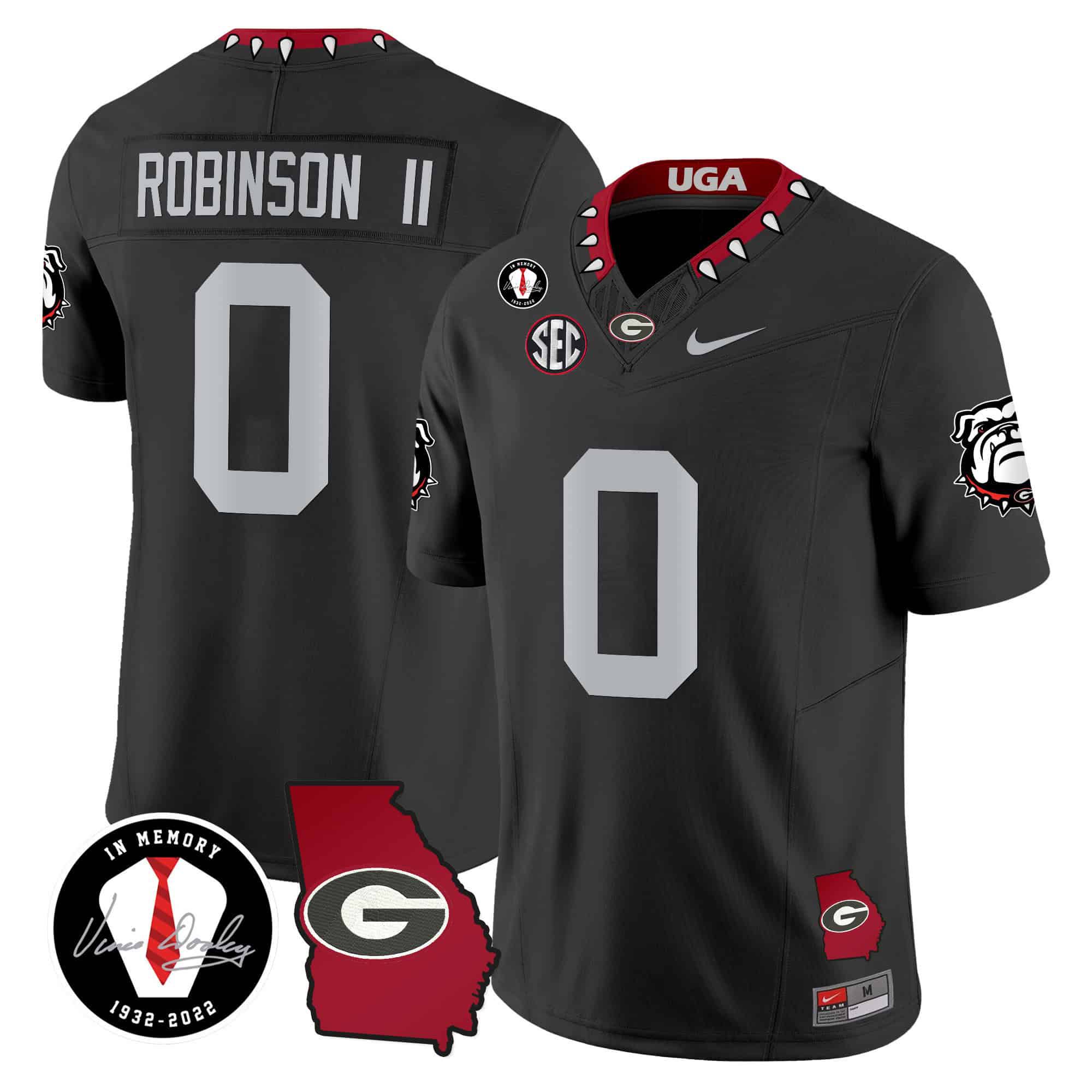 Men Georgia Bulldogs 0 Robinson ii Black 2024 Nike Vapor NCAA Jersey style 2